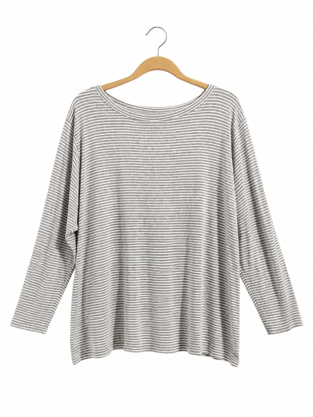 J. Jill Wherever Collection Gray White Striped Dolman Sleeves Relaxed Knit Top